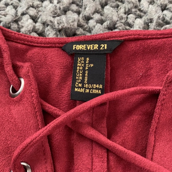 Forever 21 Maroon Faux Suede Lace Up Dress - Picture 3 of 3